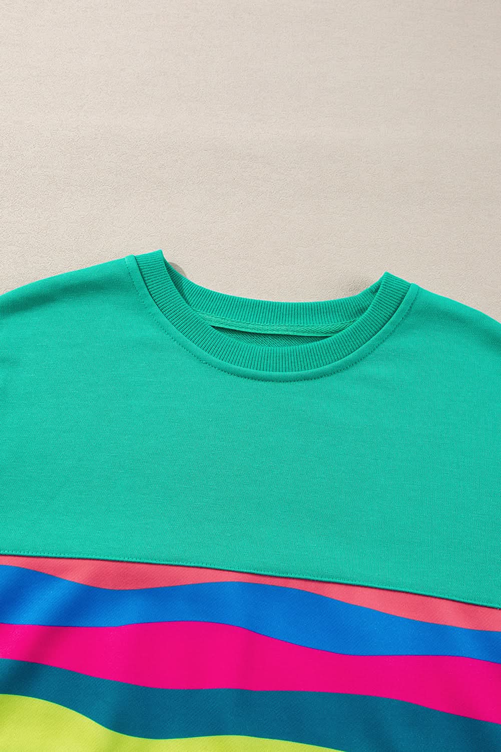 Green Colorful Striped Accent Long Sleeve T Shirt - Love Salve
